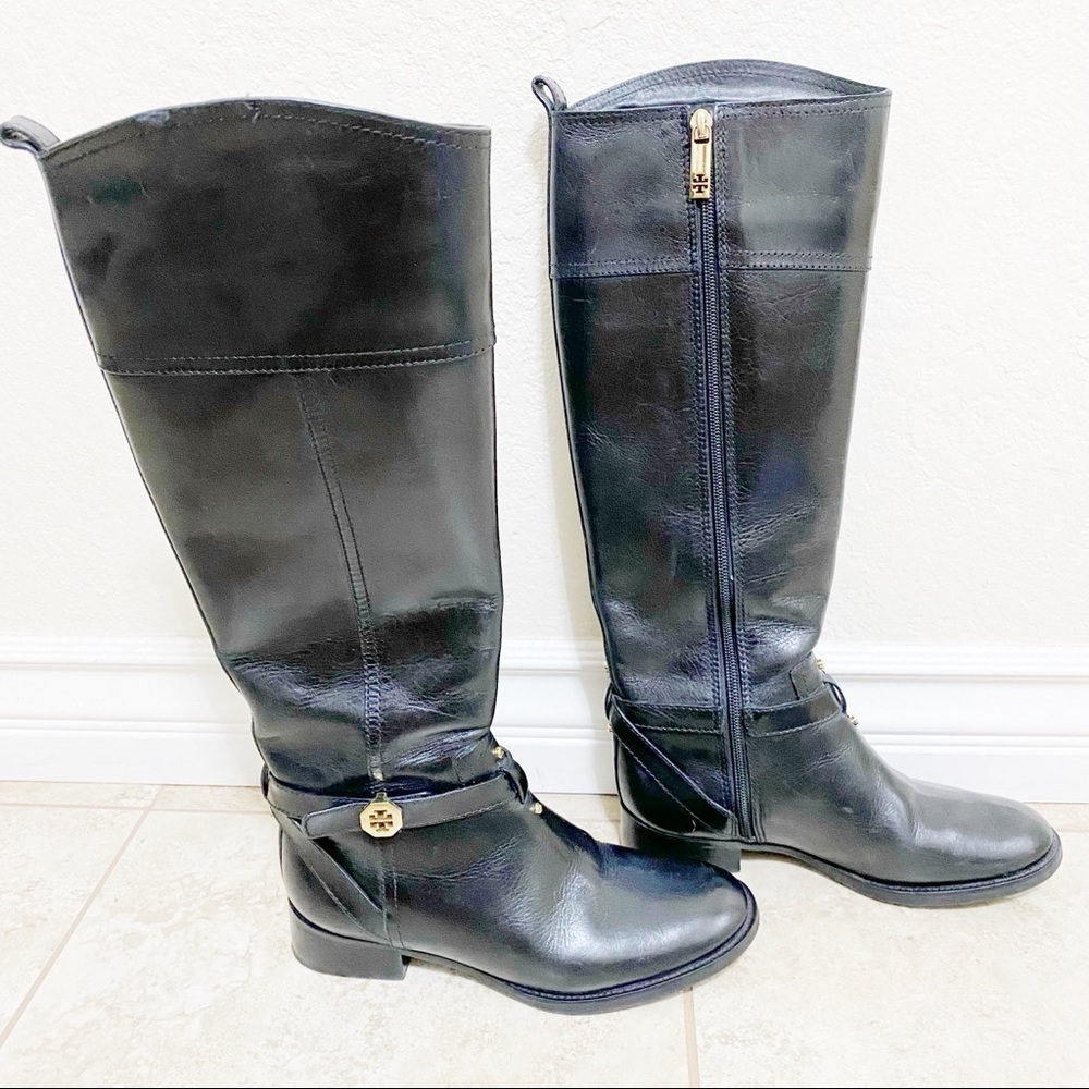 Tory Burch Brita black leather riding boots size 5.5 - Picture 12 of 12
